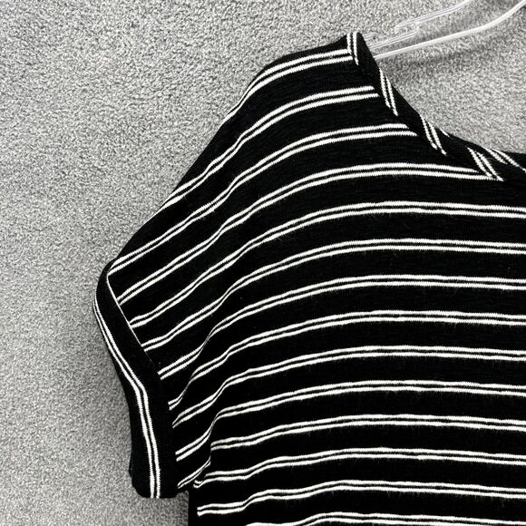 A New Day Top Womens Extra Large Black White Striped Short Sleeve open back tied - Picture 4 of 15